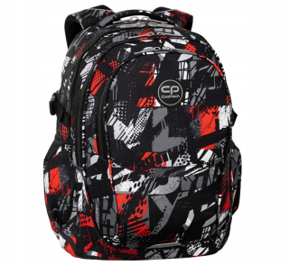 CoolPack viackomorový školský batoh biely, čierny, Odtiene červenej, Odtiene sivej a striebornej, Multicolor 29 l