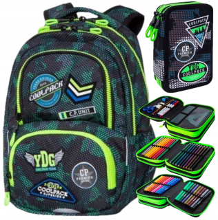 CoolPack viackomorový školský batoh Odtiene zelenej, Odtiene žltej a zlatej 24 l
