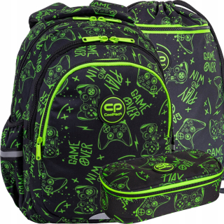 CoolPack viackomorový školský batoh, čierny, Odtiene zelenej, 21 rokov