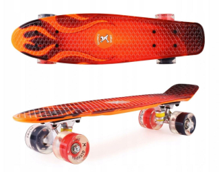 Detský skejtbord - Skateboard doska Flashcard Graffiti Žiariace LED kola