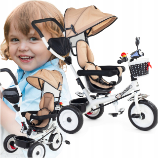 BE-ACTIVE.PL trojkolesový bicykel Detský trojkolesový bicykel 3v1 otočný Béžová, Čierna