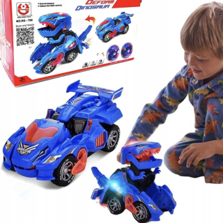 Hra s automobilovým robotom dinosaura svieti autom