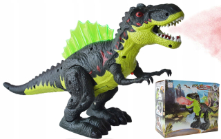 Dinosaur T-Rex chodí rev svietiace dvojicu dymu
