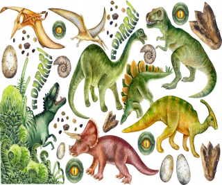 Detské samolepky na stenu - Dinosaury Dino samolepky na stenu 100cm XL Farby