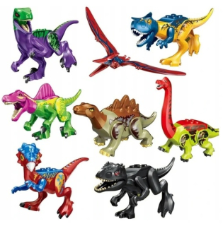 Dinosaury Jurský svet bloky 8 ks + Lego samolepky