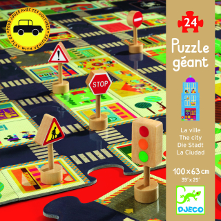 Djeco veľké puzzle ulice v mestom a cestných značkách