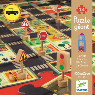 Djeca puzzle ulíc mesta s dopravné značenie