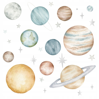 Detské samolepky na stenu - DK413 - L / samolepky na stenu Kosmos Planets