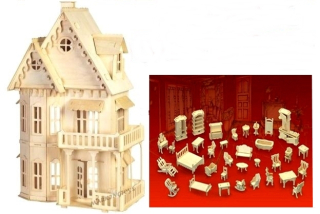 Domček pre bábiky -
Drevený dom pre bábiky + drevený nábytok 34el