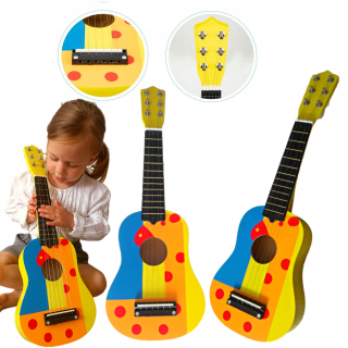 Drevená gitara pre deti - Žlté Ecotoys