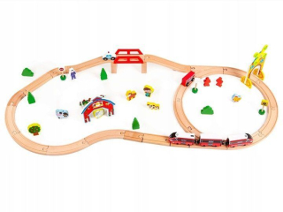 Dráha pre deti, stavebnica - Drevený vlak vlak na Ecotoys 53el batérií.