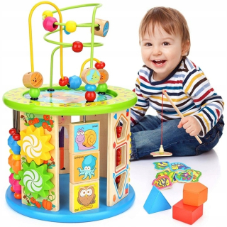 Drevené triedenie vzdelávacieho kocky Montessori 11w1