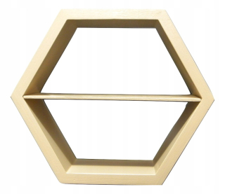 Polica do detskej izby - Drevená polička. Honey náplasť. Hexagon toffee
