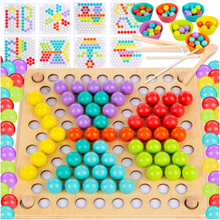 DREVENÉ PUZZLE GULIČKY KORÁLKY MONTESSORI