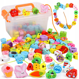 Drevené bloky pre závity montessori korálky