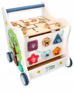 Hračka na tlačenie - Wooden Walker Puser Educational Cube 5in1