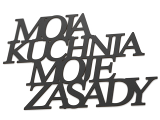 Detské samolepky na stenu - Drevené 3D nápis - Moja kuchyňa My pravidlá
