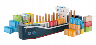 Loďka, parník - Drevená loď Containerowiec 34 Elements Joueco