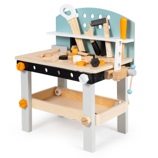 Detská dielňa - Drevený workshop s náradím - 32 el. Ecotoys