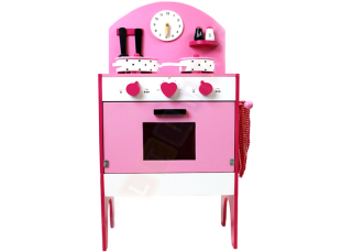 Detská kuchynka - Veľký drevený Pink Kuchynské doplnky Hodiny Ur