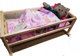 Postieľka pre bábiku - 
 Veľká drevená kolíska / Doll postieľka + lôžkoviny