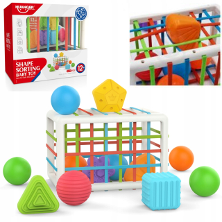 VEĽKÉ FLEXIBILNÉ KOCKY SENZORY TRIEDAČ PUZZLE 12-BLOKOV MONTESSORI