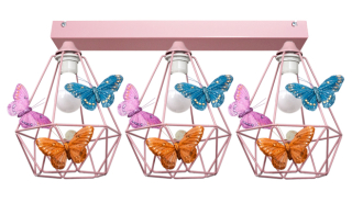 Luster do detskej izby - Veľký stropné svietidlo butterfly 3 ružová - môžete LED