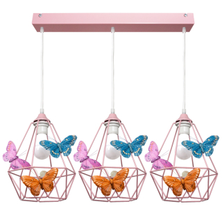 Luster do detskej izby - Veľký lampa visí motýľ 3 ružová - môžete LED