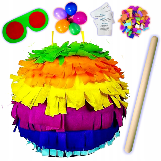 Veľký kolík sfarbená Pinata guľa + 5 zadarmo