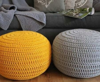 Detský sedací vak - pufa - VEĽKÝ Pouf vyrobený z bavlnenej šnúrky 45x30 RUČNE VYRÁBANÝ