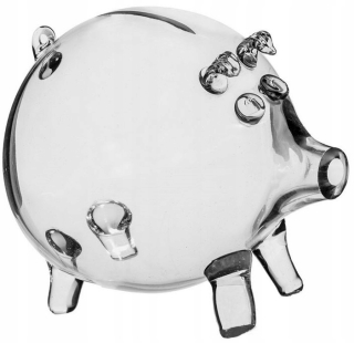 Pokladnička pre deti - Veľký Piggy Bank Glass Pig hrubé sklo s darčekmi