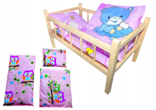 Postieľka pre bábiku - 
 Veľká detská postieľka 50 cm drevené pre bábiku + P
