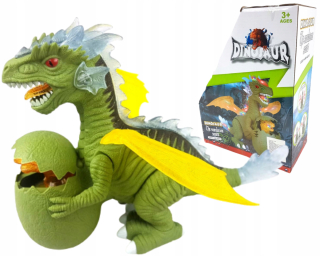 Veľký dinosaurus svieti na revúci sedan vaječného
