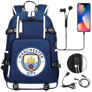 VEĽKÝ VODEODOLNÝ BATOH USB MANCHESTER CITY DIZAJN