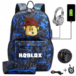 Školský batoh - Veľký školský batoh Roblox mládež USB Cencil Case
