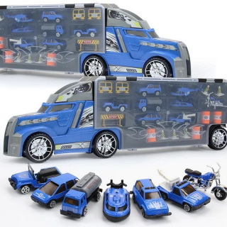 Veľký policajný nákladný automobil 55 cm Springs Garáž pre autá 8 automobilov + doplnky