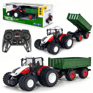 Veľký diaľkovo ovládaný traktor s pilotným prívesom s pilotným kipperom 1:24