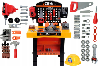 Detská dielňa - Veľký DIY dielenské náradie Kit + helma