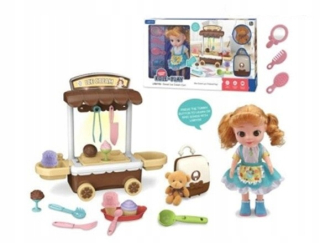 Detská pokladňa - obchod - Veľká sada obchode zmrzlinu + bábika kufor Teddy Bear