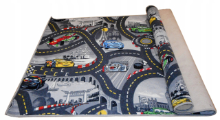 Koberec do detskej izby - Koberec Disney Cars mestských uliciach 200x150 Gray auta