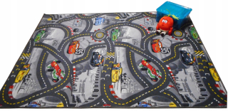 Koberec do detskej izby - Koberce pre detské Šedé Cars auto cesty 200x200