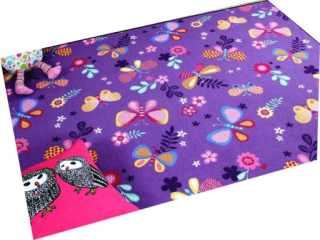 Koberec do detskej izby - Koberec Baby Girl Sweet Town Motýle 150x200 1.5x2