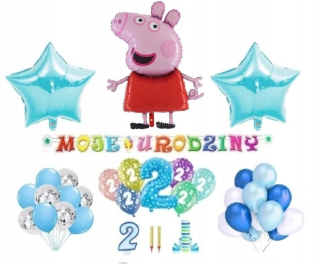 Balóny na párty - Dekorácie 2 Birthday Balloons Second Peppa Pig
