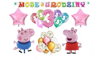 Balóny na párty - Dekorácia k 3. narodeninám Tretia sada balónikov Peppa