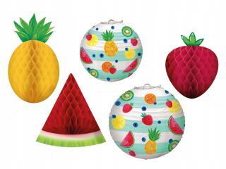Párty Girlandy - Závesné dekorácie Fruit - 5 ks Rosette lucerny.