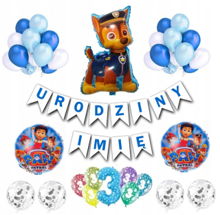Balóny na párty - Paw Patrol 3 narodeninové balóniky dekorácie Každé meno