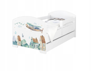 Posteľ OSKAR BABY BOO matrac 140X70 + vzory ZÁSUVKA