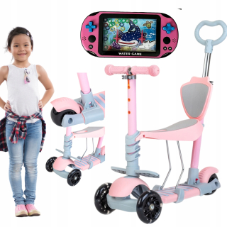 BABY MIX MULTI TROJKOLESOVÁ KOLOBEŽKA PRE DETI, RUŽOVÉ + vodné hry – arkádová vodná hra