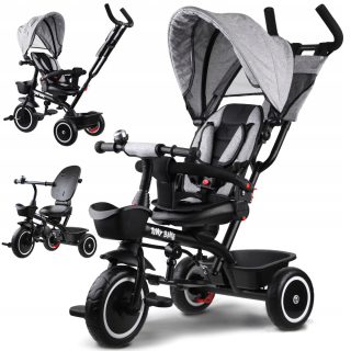 Detský trojkolesový bicykel Tiny Bike 3v1 so strieškou OTOČNÝ SP0650