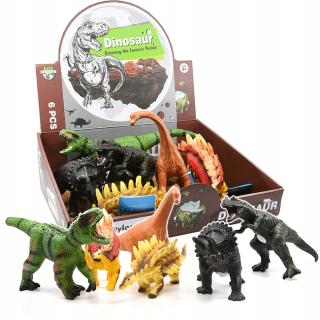 Figúrky dinosaurov Rex, gumené, mäkké, sada 6 kusov